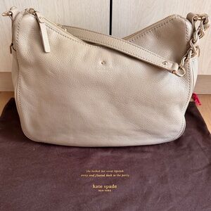 Kate Spade Taupe pebbled Leather hobo Bag with gold chain straps